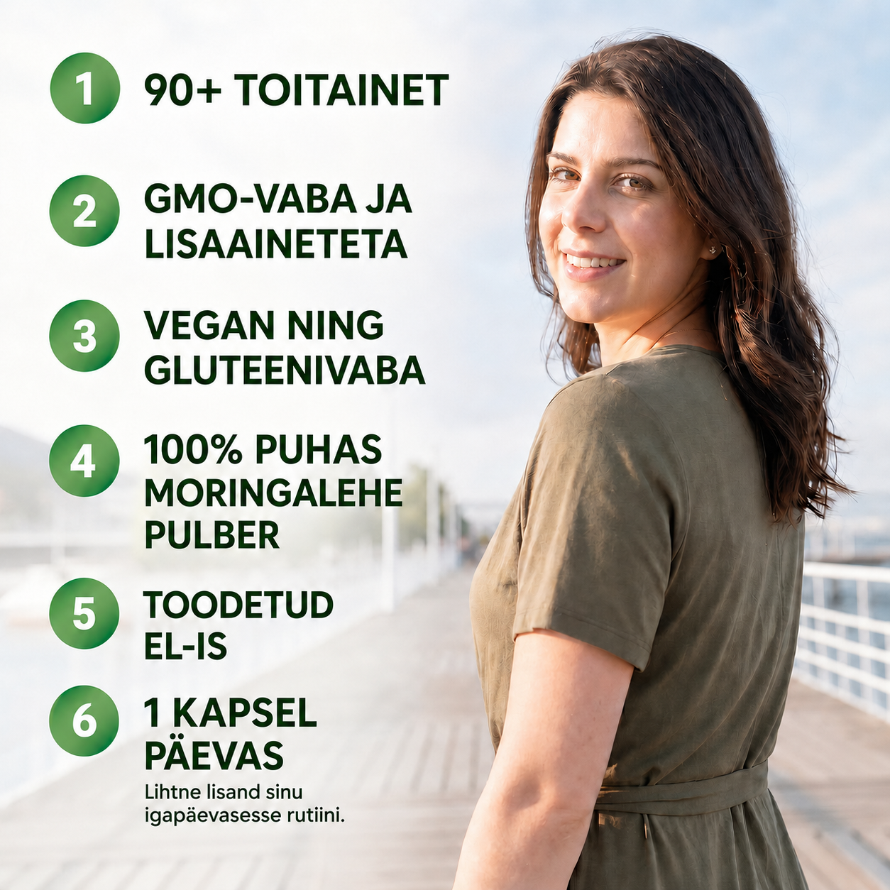Greens Moringa 90+ toitainet keha toetamiseks ja efektiivseks töötamiseks ühest imetaimest